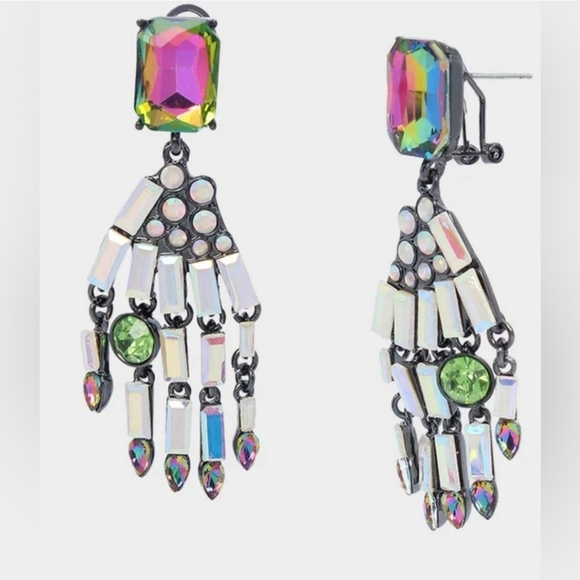 Betsey Johnson GHOUL FRIENDS SKELETON HAND DROP EARRINGS MULTI - Picture 1 of 4